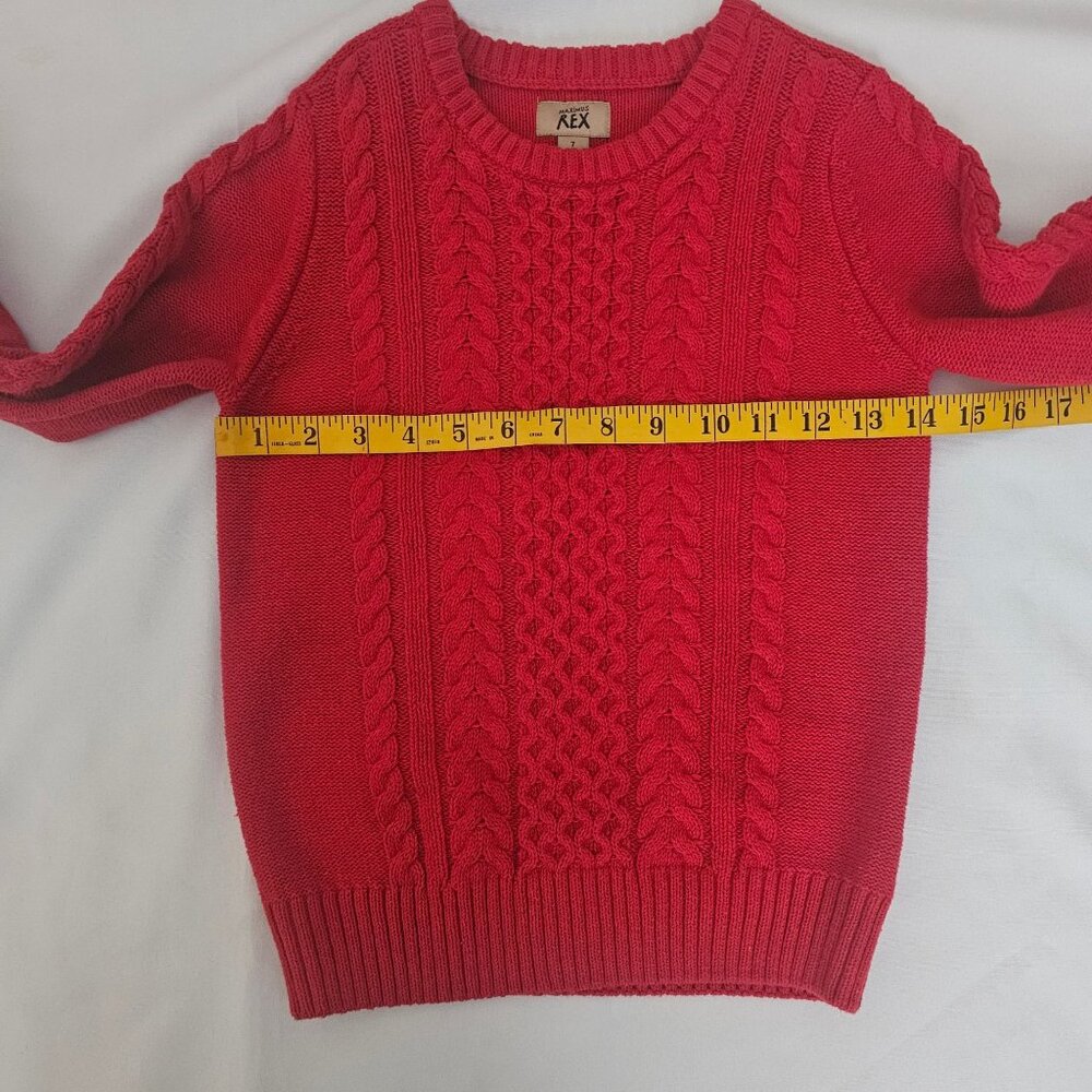 Maximus Rex Kids Red Cable Knit Crew‎ Neck Pullover Sweater Size 7 - Picture 7 of 9